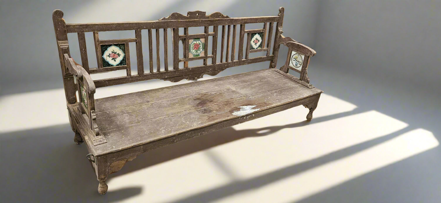 Myrah Tiled Vintage Bench - Customisable Finish