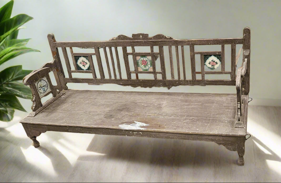 Myrah Tiled Vintage Bench - Customisable Finish