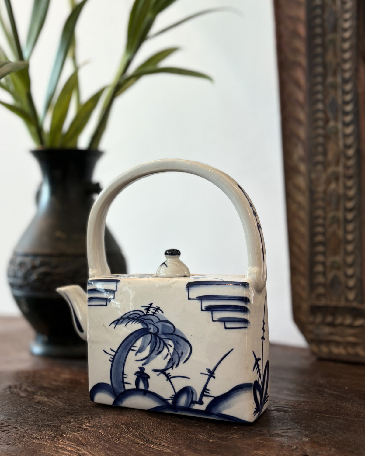 Japanese Blue & White Porcelain Teapot with lid
