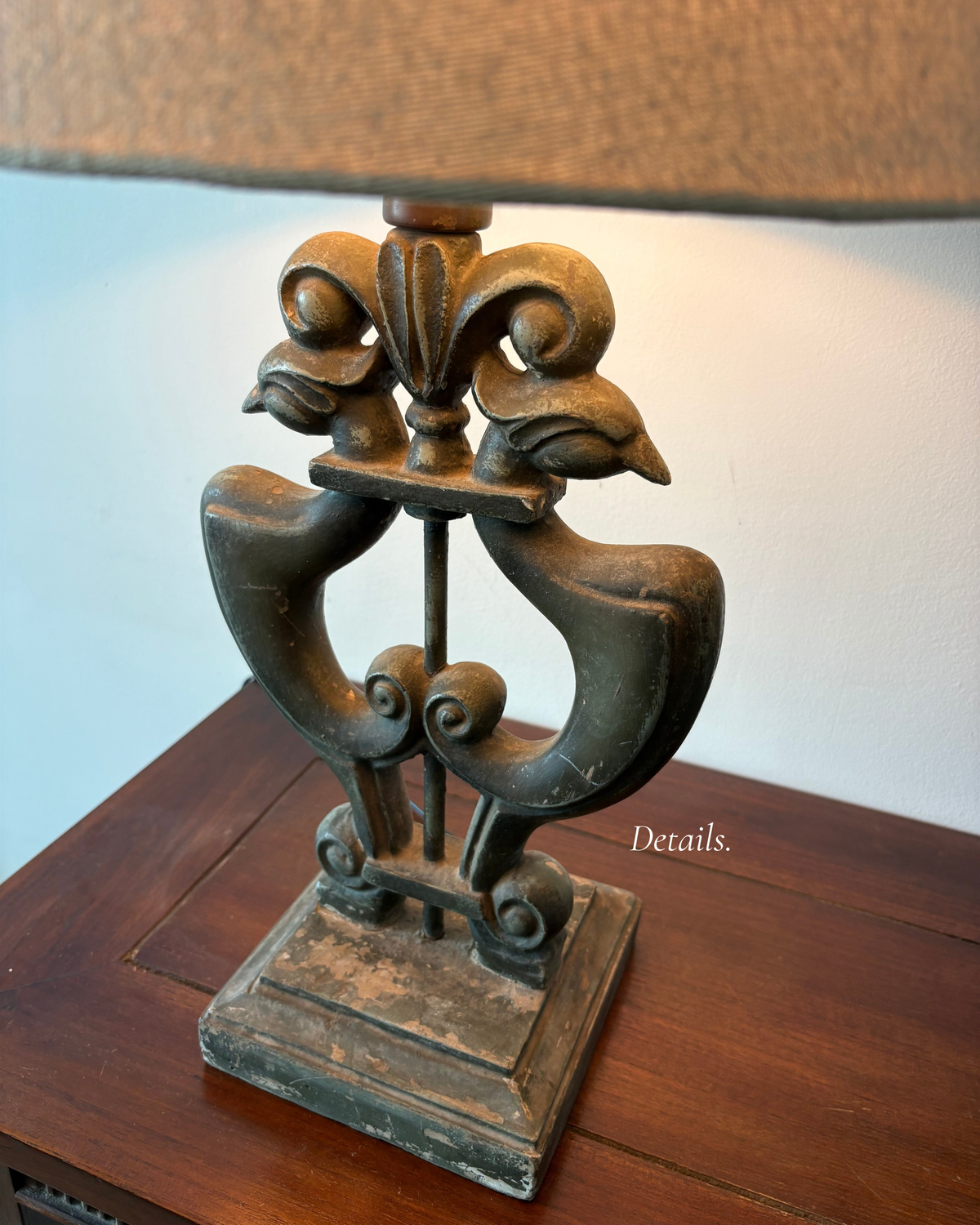 An Original Vintage Sculptural Lamp with Twin Birds