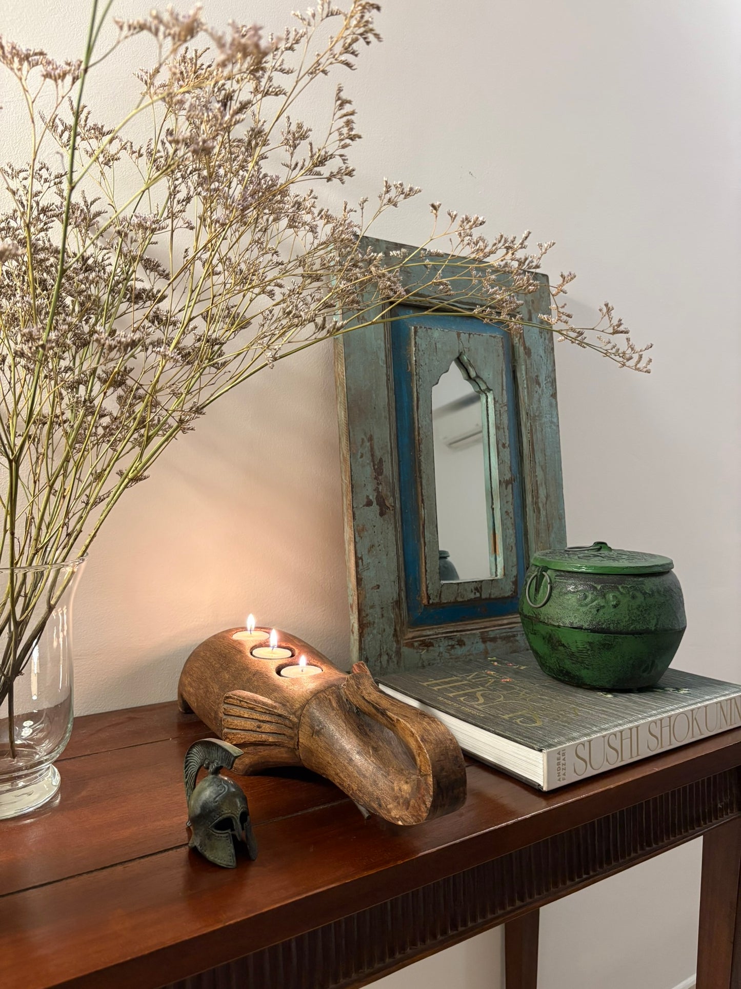Hand Carved Elephant Candle Holder