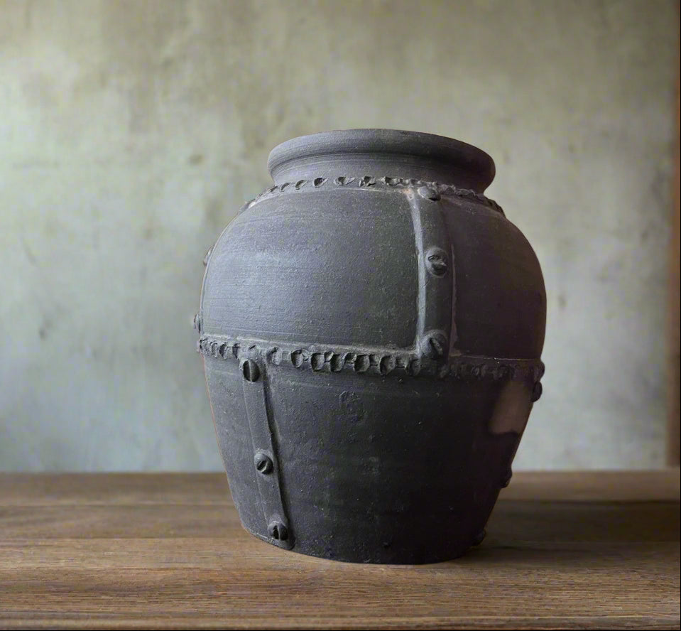 Rustic Charcoal Terracotta Pot