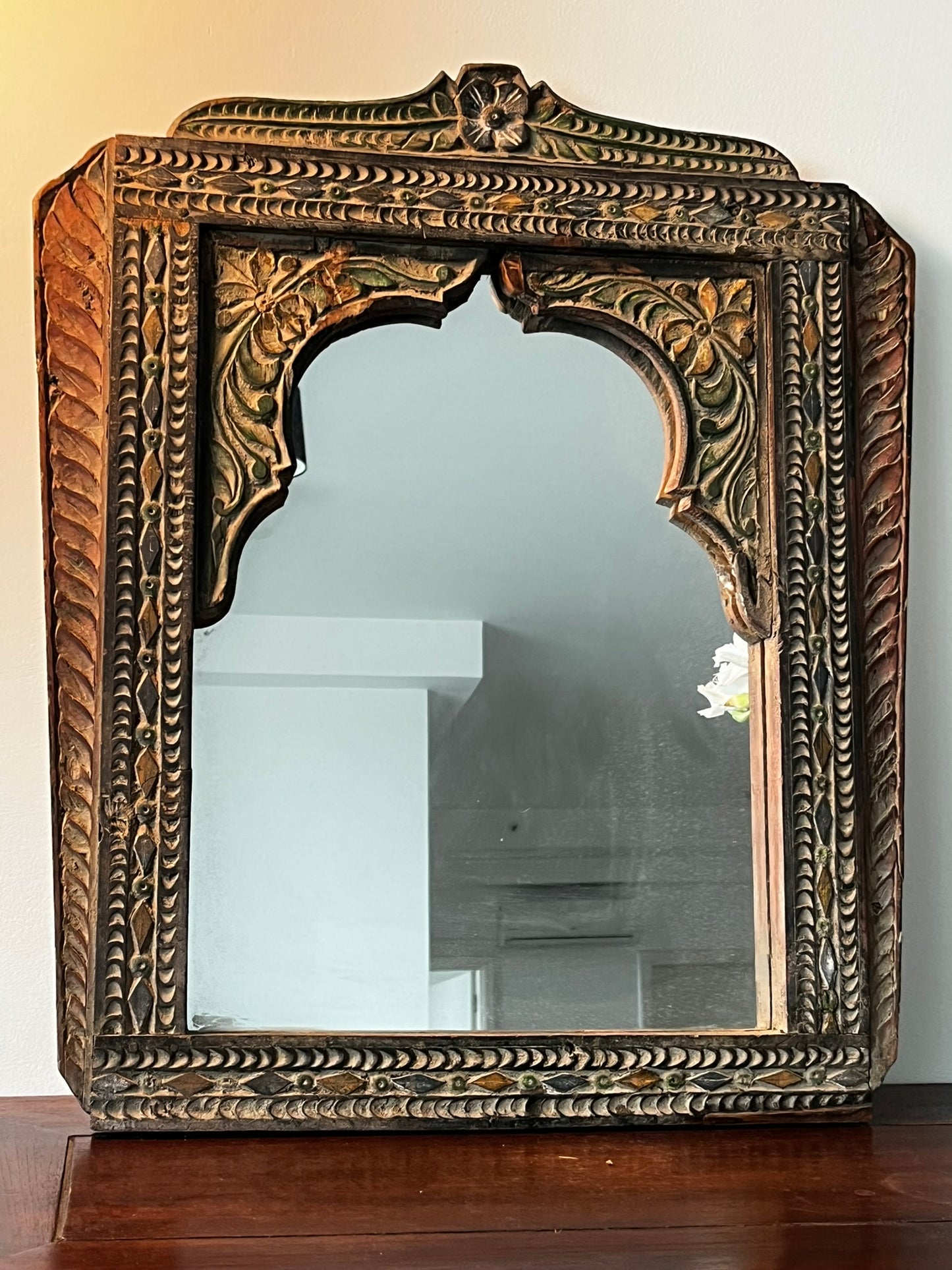 Mira Vintage Hand Carved Mirror