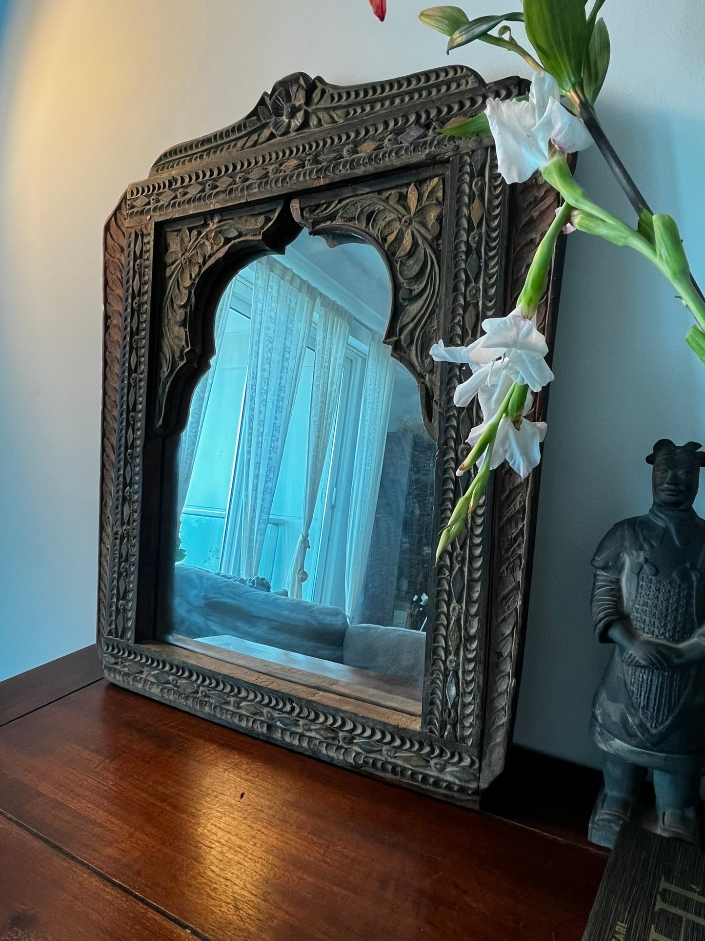 Mira Vintage Hand Carved Mirror