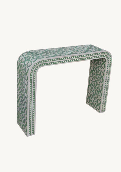 Amara Inlay Console Table - Light green