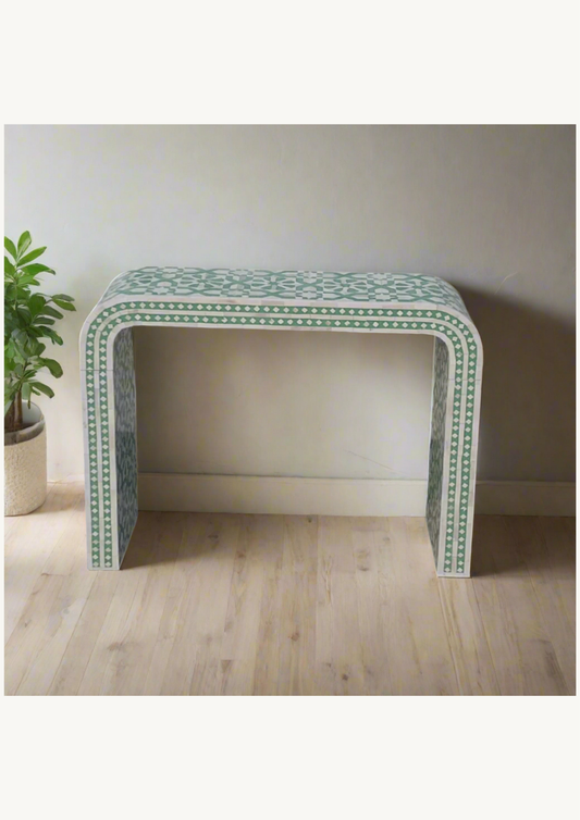 Amara Inlay Console Table - Light green
