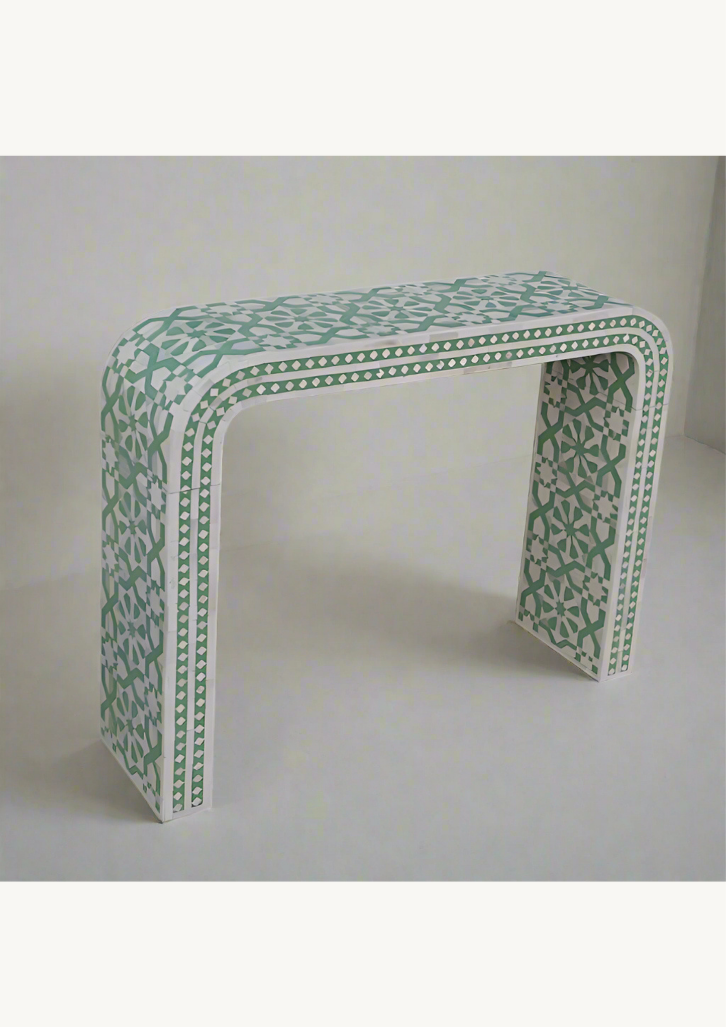 Amara Inlay Console Table - Light green
