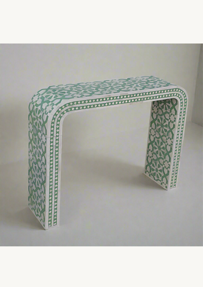 Amara Inlay Console Table - Light green