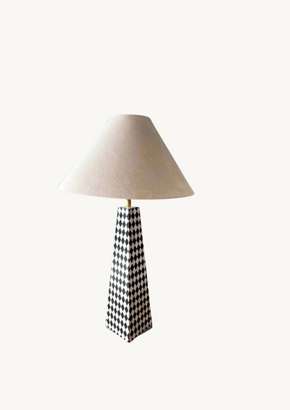 Amara Black and White Checks Inlay Lamp