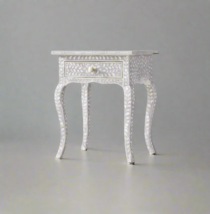 Amara Inlay Bedside Table - Curved Legs