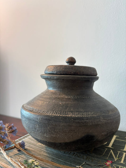Found Object - Old Black Clay Pot