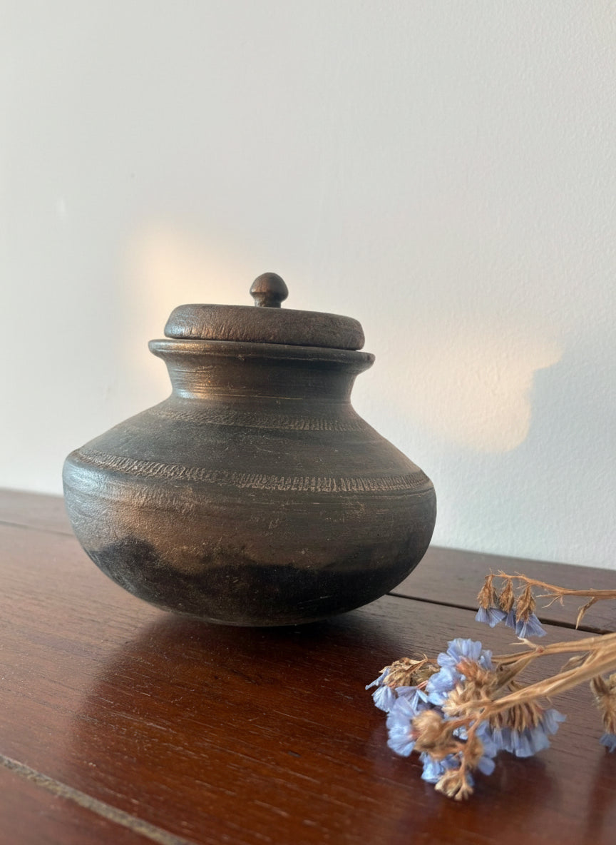 Found Object - Old Black Clay Pot