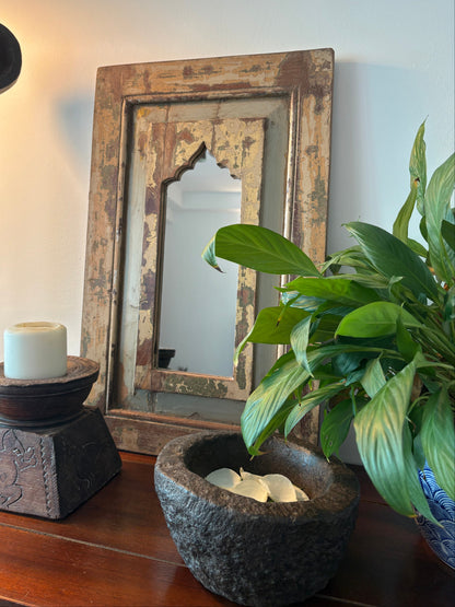 Old Teakwood Mirror - Beige
