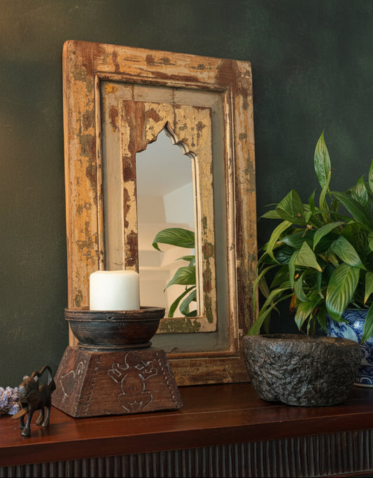 Old Teakwood Mirror - Beige