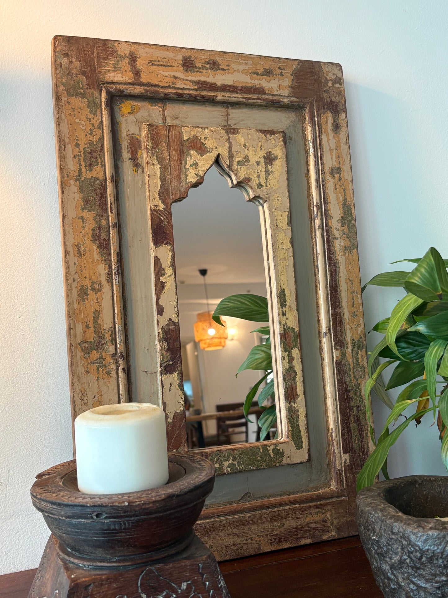 Old Teakwood Mirror - Beige