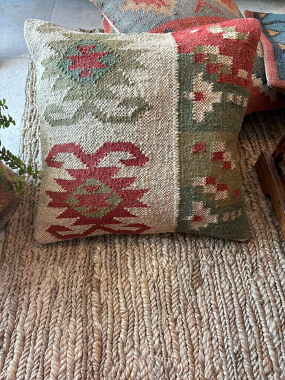 Kilim Cushion Collection - Red, Green & Beige