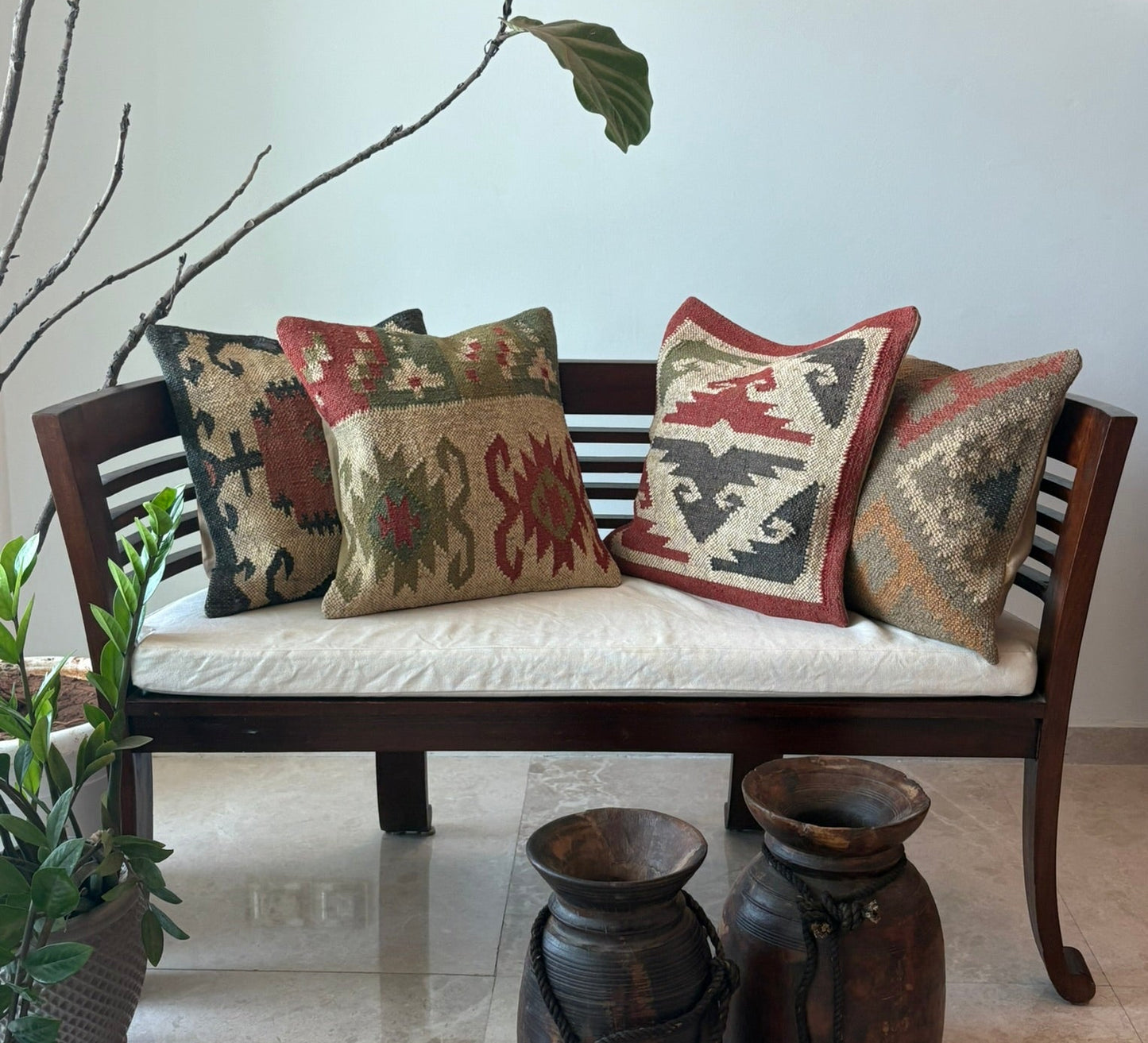 Kilim Cushion Collection - Red, Green & Beige