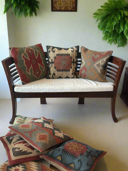 Kilim Cushion Collection - Grey, Red & Green