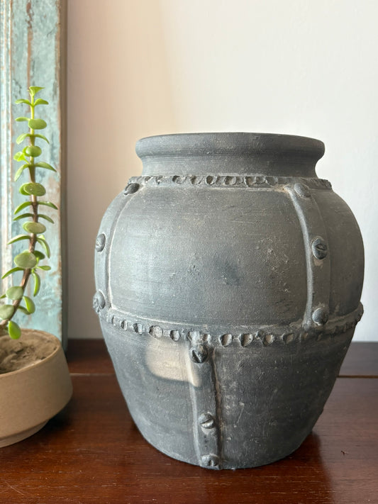 Rustic Charcoal Terracotta Pot