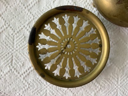 Rare Brass Kettle & Matching Trivet Set