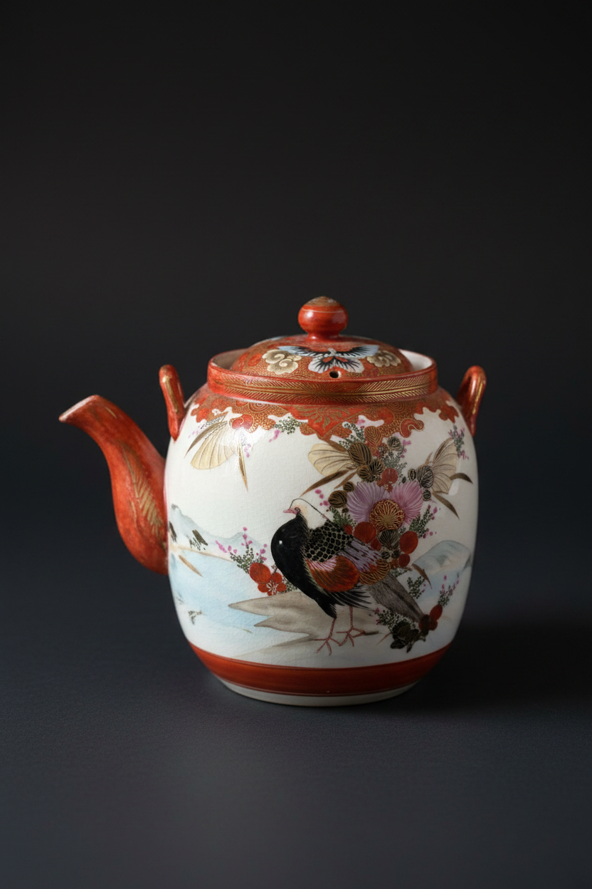 Japanese Kutani Hand-Painted Porcelain Teapot
