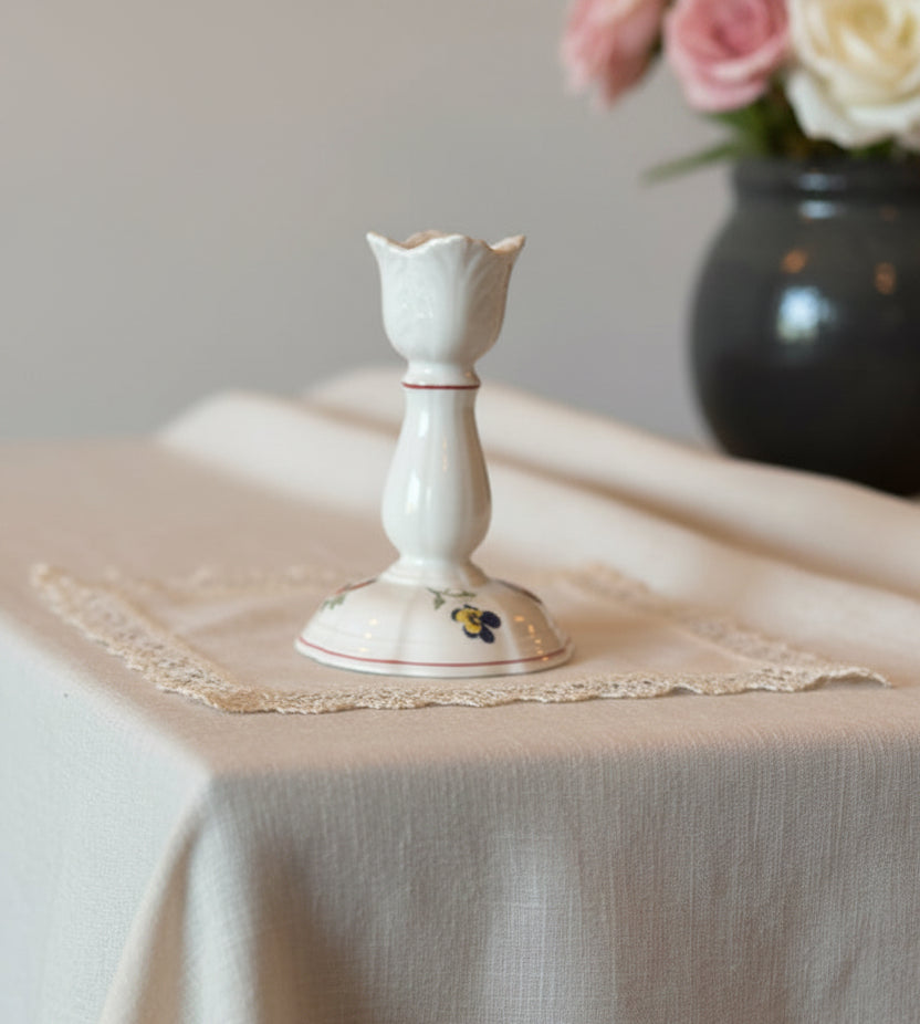Vintage Villeroy & Boch “Petite Fleur” Porcelain Candlestick