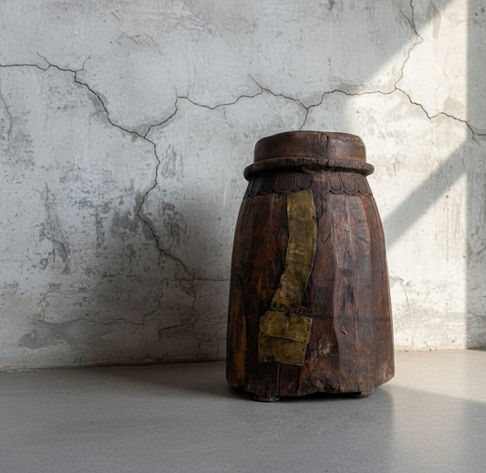 Rare Collectible - Old Himalayan pot with brass