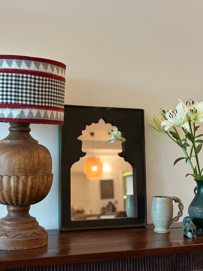 Black and White Checks with Ikat Lampshade