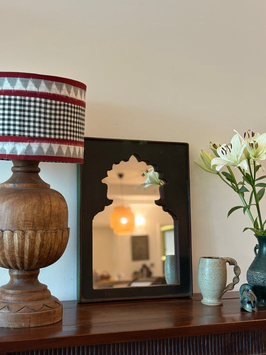 Black and White Checks with Ikat Lampshade