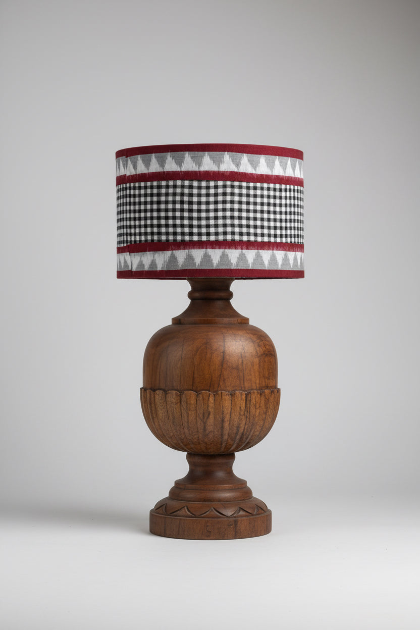 Black and White Checks with Ikat Lampshade