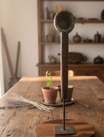 Vintage wooden spoons on stand