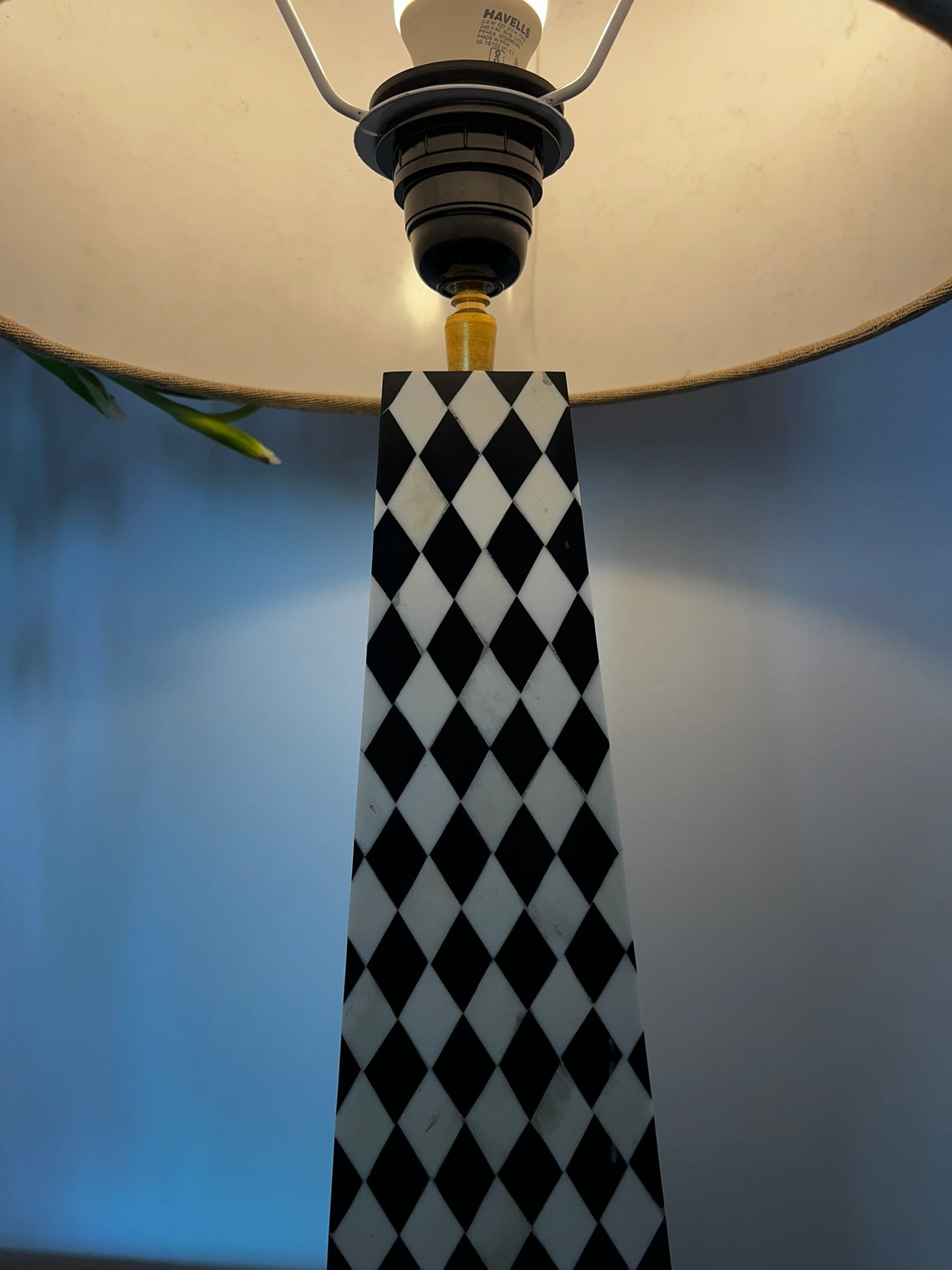 Amara Black and White Checks Inlay Lamp