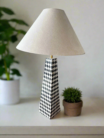 Amara Black and White Checks Inlay Lamp