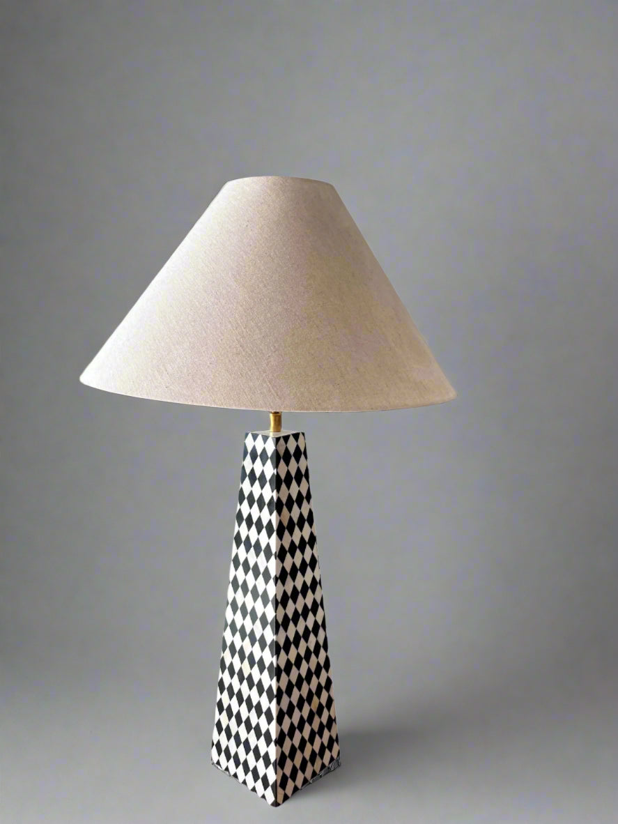 Amara Black and White Checks Inlay Lamp