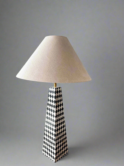 Amara Black and White Checks Inlay Lamp