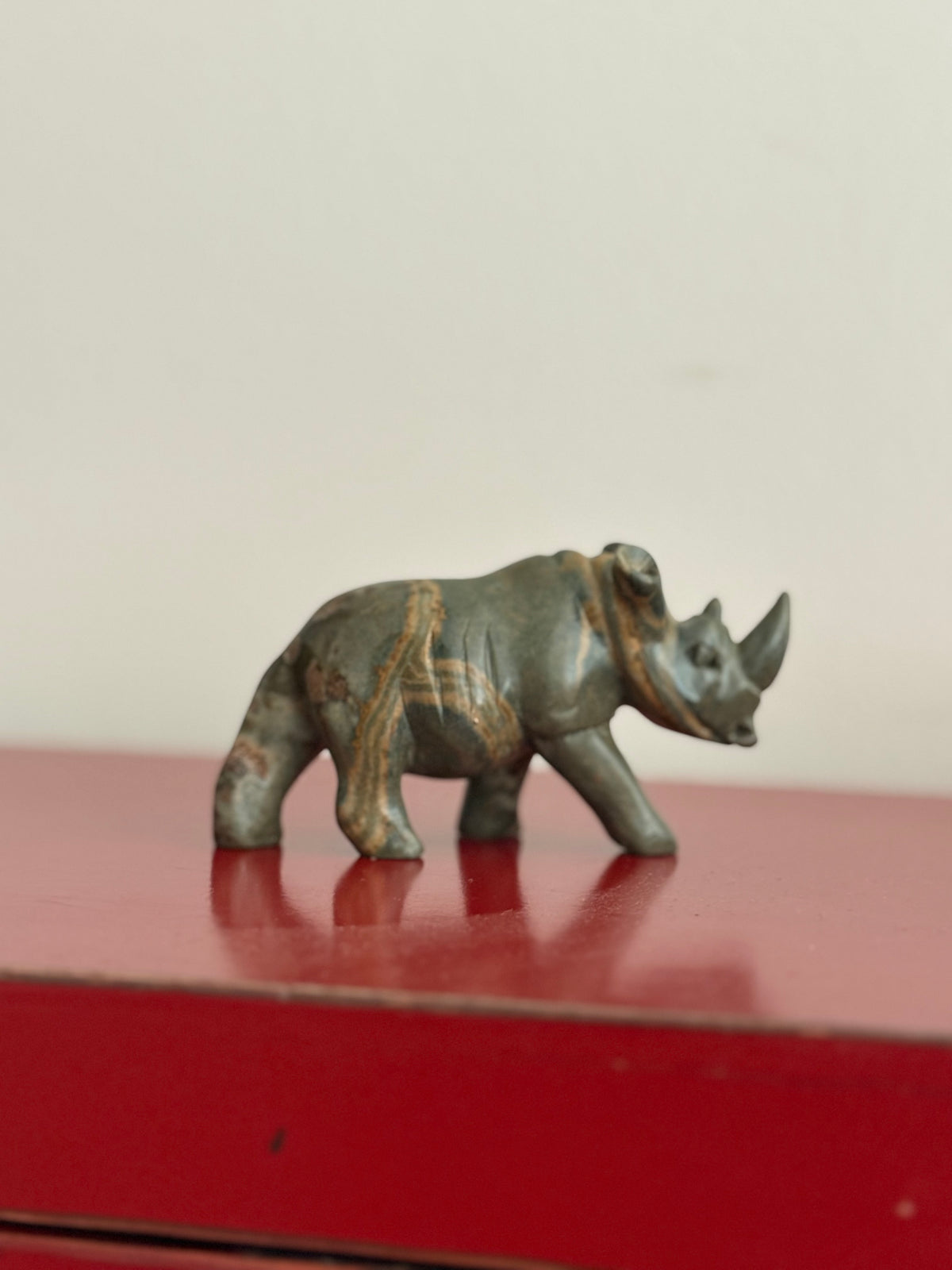 African Hand-Carved Rhino | Natural stone Figurine