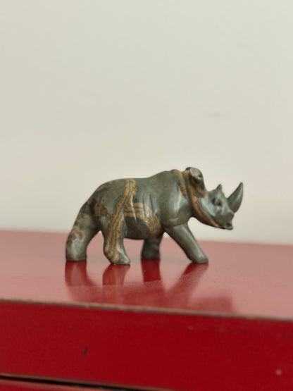 African Hand-Carved Rhino | Natural stone Figurine