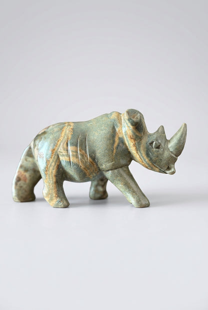 African Hand-Carved Rhino | Natural stone Figurine
