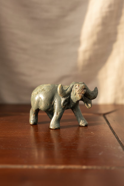 African Hand-Carved Cape Buffalo | Natural stone Figurine