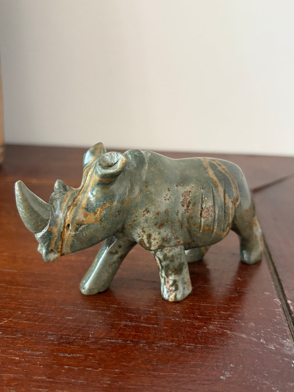 African Hand-Carved Rhino | Natural stone Figurine