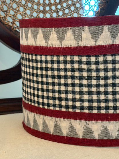 Black and White Checks with Ikat Lampshade