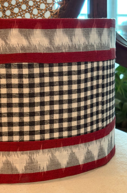 Black and White Checks with Ikat Lampshade