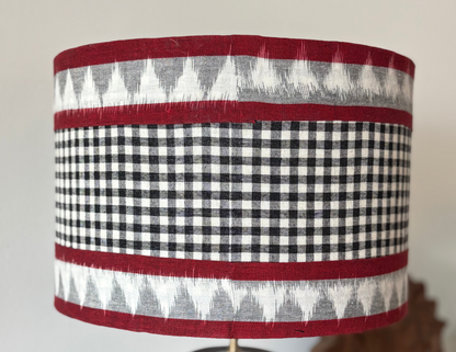 Black and White Checks with Ikat Lampshade