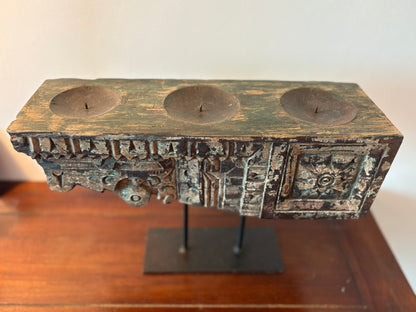 Old Pillar Candle Holder - Large