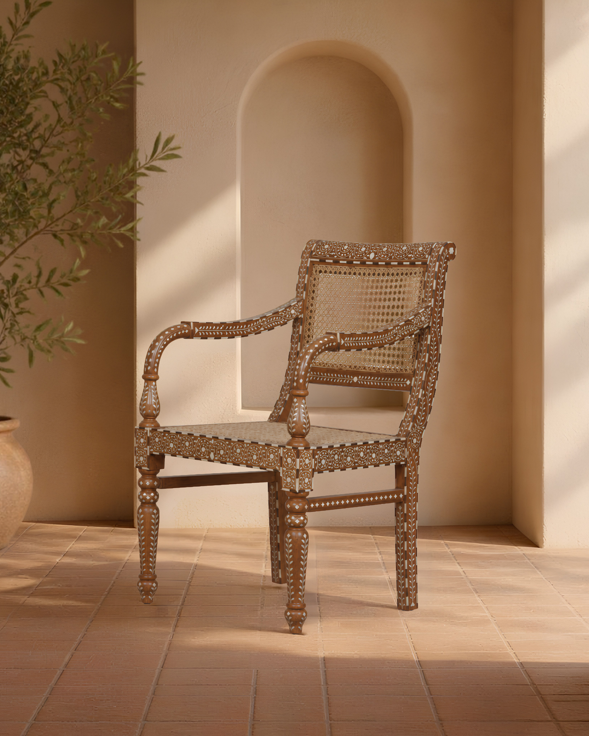 The Arjun Rattan Inlay chair