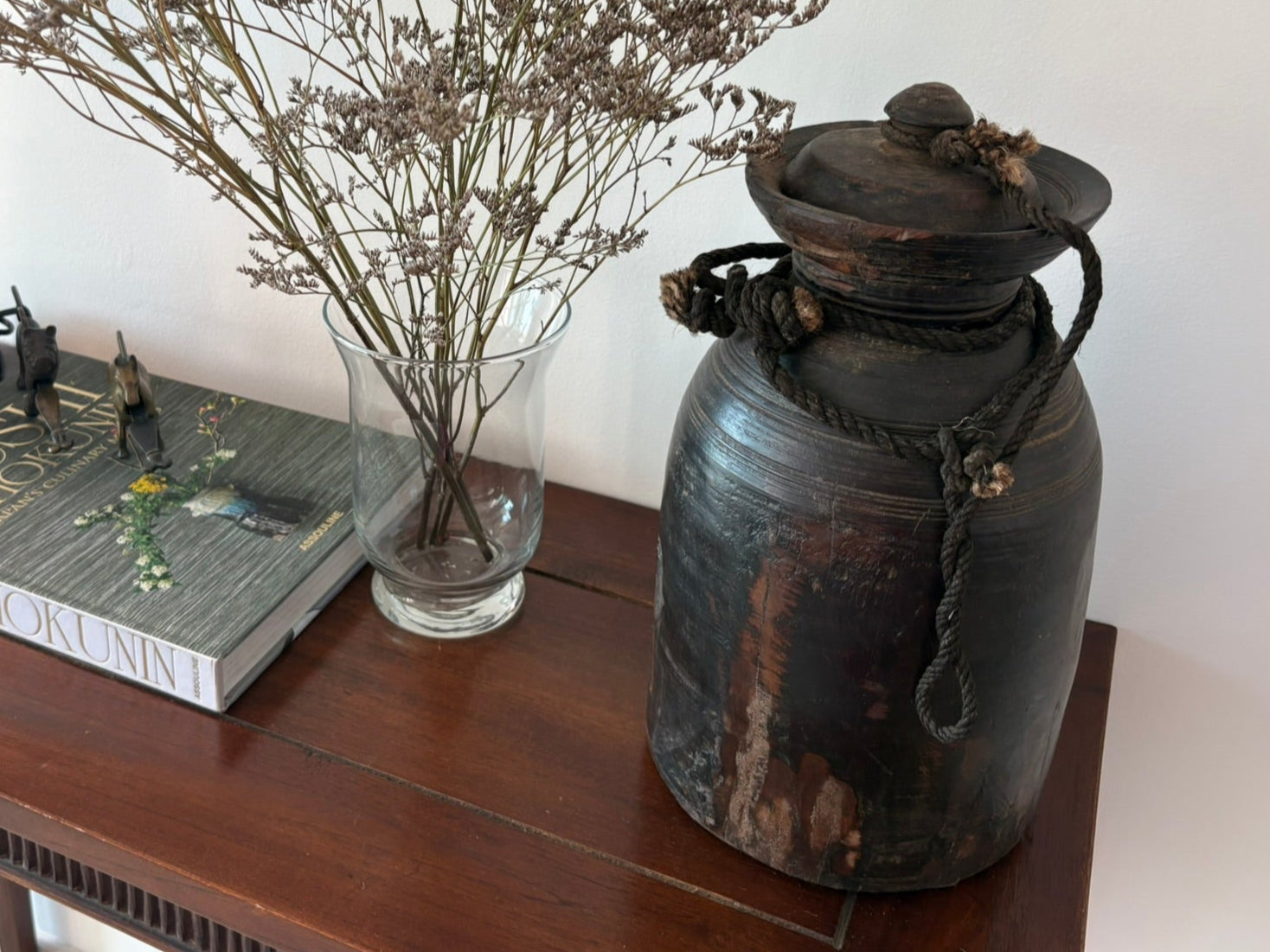 antique himalayan pot with lid